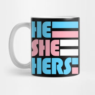 Pronouns Queer Nonbinary Gender Trans Nouns He She Hers Mug